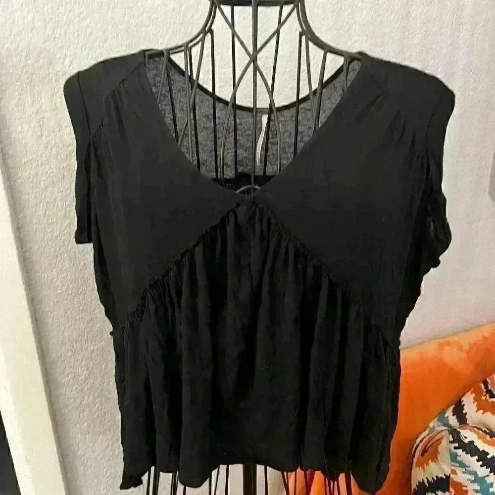 Free People Into The Night Babydoll Tee-Sz XS